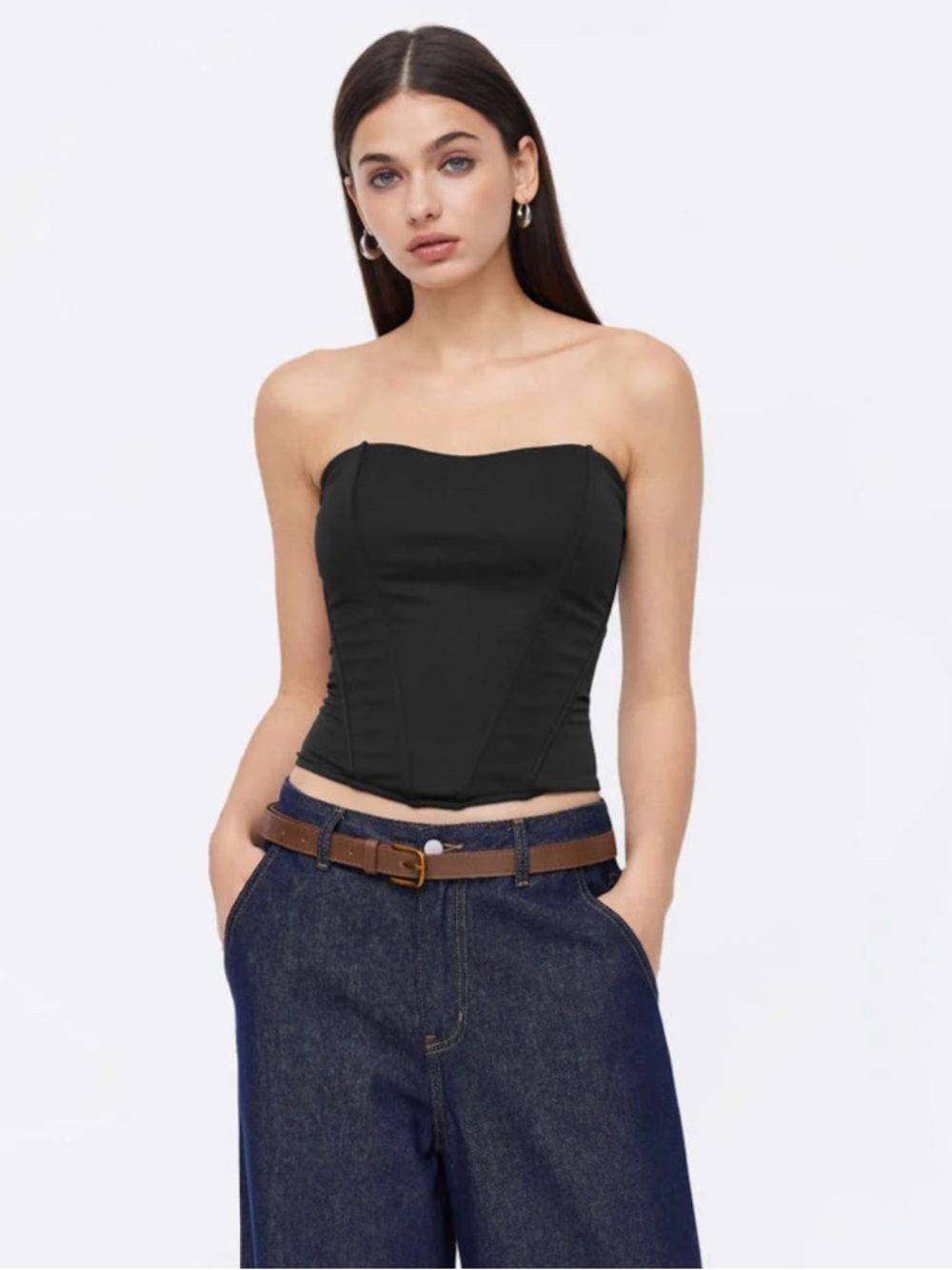 Cider Black Strapless Corset Top